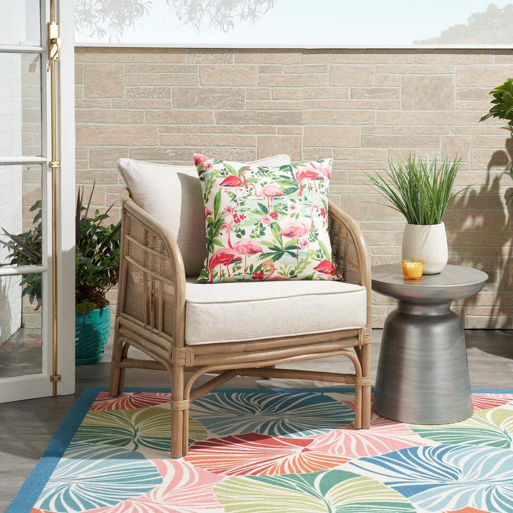 Waverly Flamingos Multicolor 20" x 20" Polyester Throw Pillow