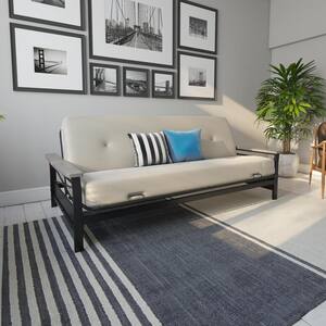 Nella Metal Full Size Futon Frame with Grey Armrests
