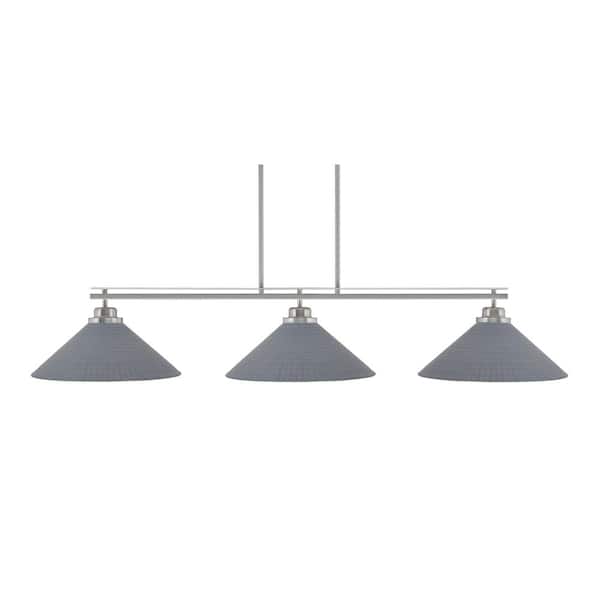 Unbranded Monroe 3-Light Billiard Light, Round Fitter, Brushed Nickel Finish, 16 in. Gray Matrix Glass
