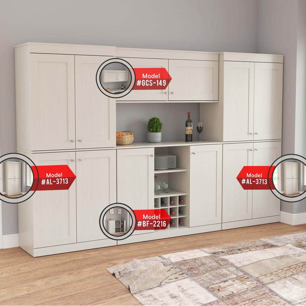 Shaker White 52'' Wall Mounted Buffet Cabinet with Adjustable Shelves