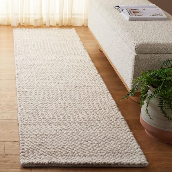 Natura 2 ft. x 8 ft. Ivory Modern Solid Bubble Runner Rug