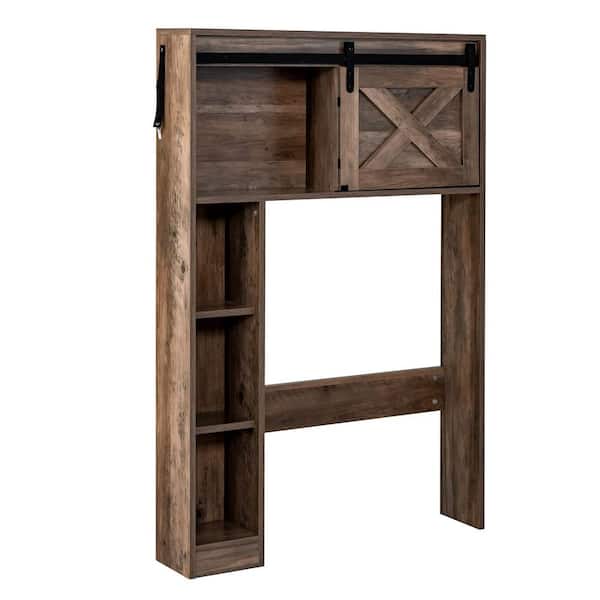 33 in. W x 50 in. H x 7 in. D Brown Bathroom Over The Toilet Storage Cabinet Organizer with No Additional Features