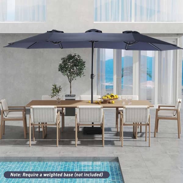15 ft. Market No Weights Patio Umbrella 2-Side in Blue
