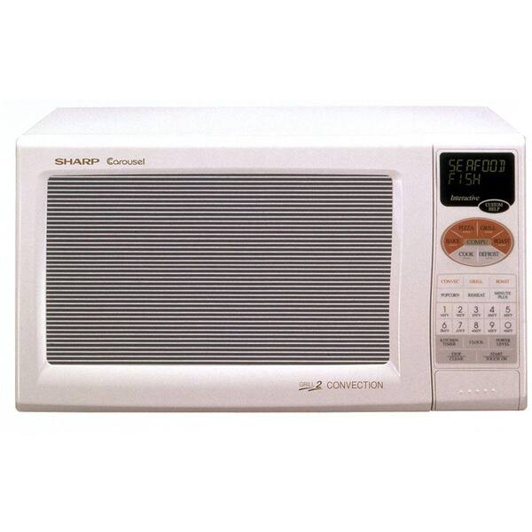 Sharp Refurbished 0.9 cu. ft. Countertop Convection Microwave Oven in White-DISCONTINUED