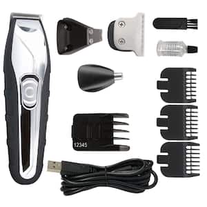 All in-1 Men's Grooming Kit with Stainless Steel Blades, Beard Trimmer, T-Blade, Ear/Nose