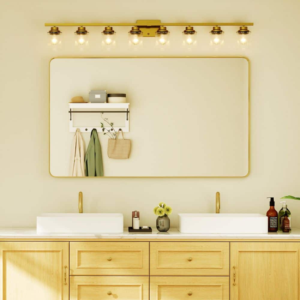 60 in. H x 36 in. W Rectangular Aluminum Framed Wall Bathroom Vanity Mirror in Gold price history on PriceWatchPro