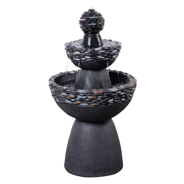 Teamson Home 36.5 in. Electric Polyresin 3-Tier Zen-Style Tiered