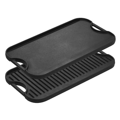 Pro-Grid 20 in. Black Cast Iron Reversible Stovetop Griddle with Handles