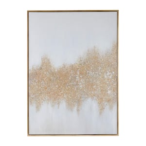 1- Panel Geode Glitter Flakes Framed Wall Art with Gold Frame 65 in. x 48 in.