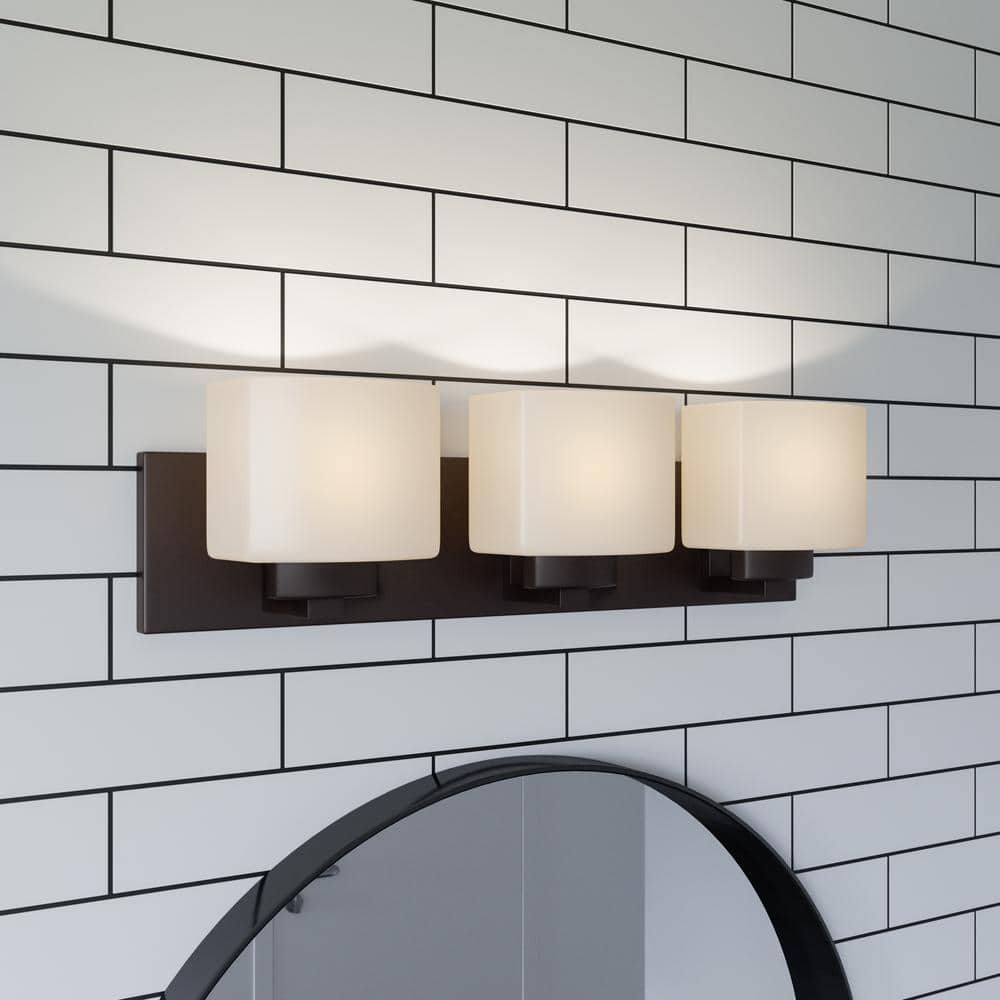 Elegant Matte Black 24" Traditional Vanity Light with Frosted Glass