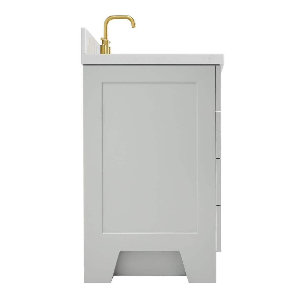 Gray Freestanding Single Vanity with Brass Hardware