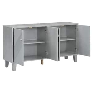 60.2 in. W x 16.1 in. D x 32.2 in. H Bathroom Silver Linen Cabinet