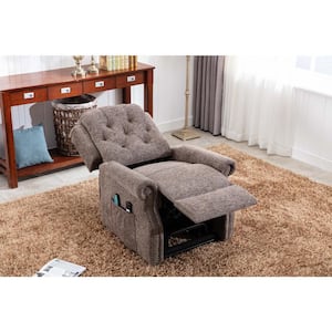 Brown Chenille Knit Fabric Power-lift Recliner with 8-Point Massage and Remote Control