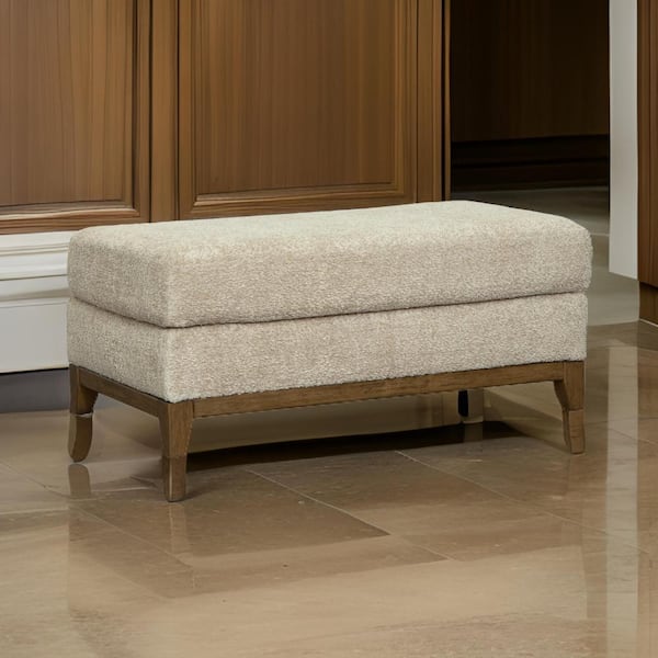 Benjara Brown Foam Rectangle Storage Ottoman Medium