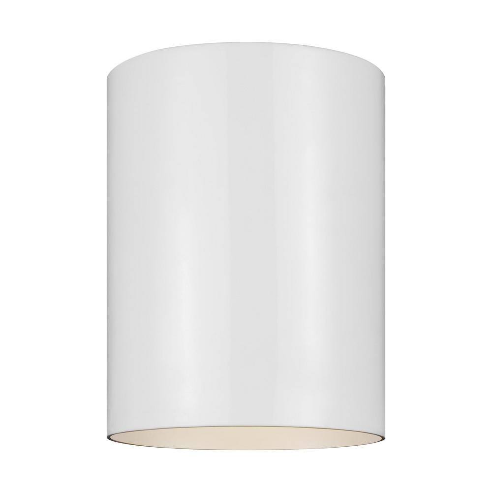 White Aluminum Transitional Outdoor Flush Mount Light