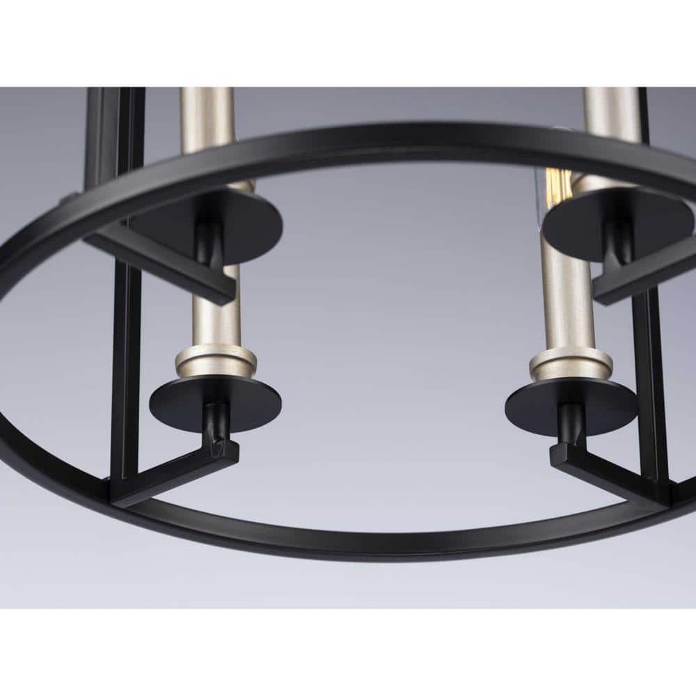 Modern Farmhouse 15" Black Globe Pendant with Polished Nickel Accents