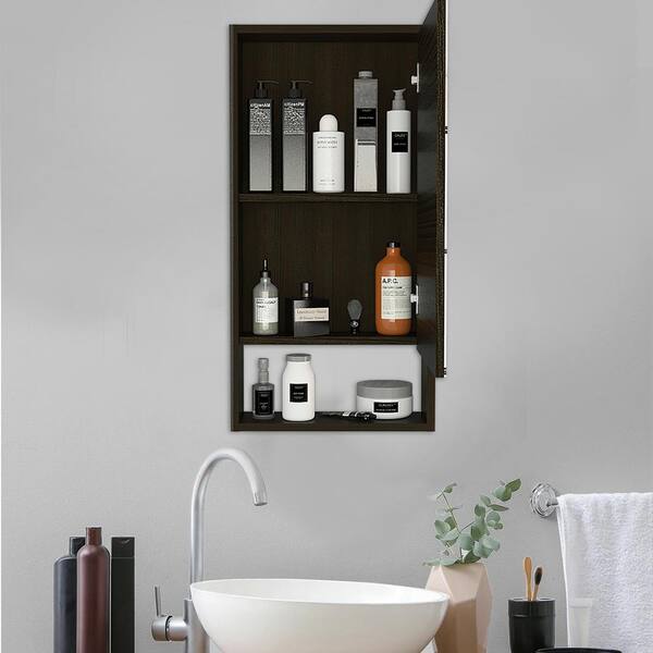 cadeninc Black Bathroom Wall Cabinet with 2 Doors and Adjustable