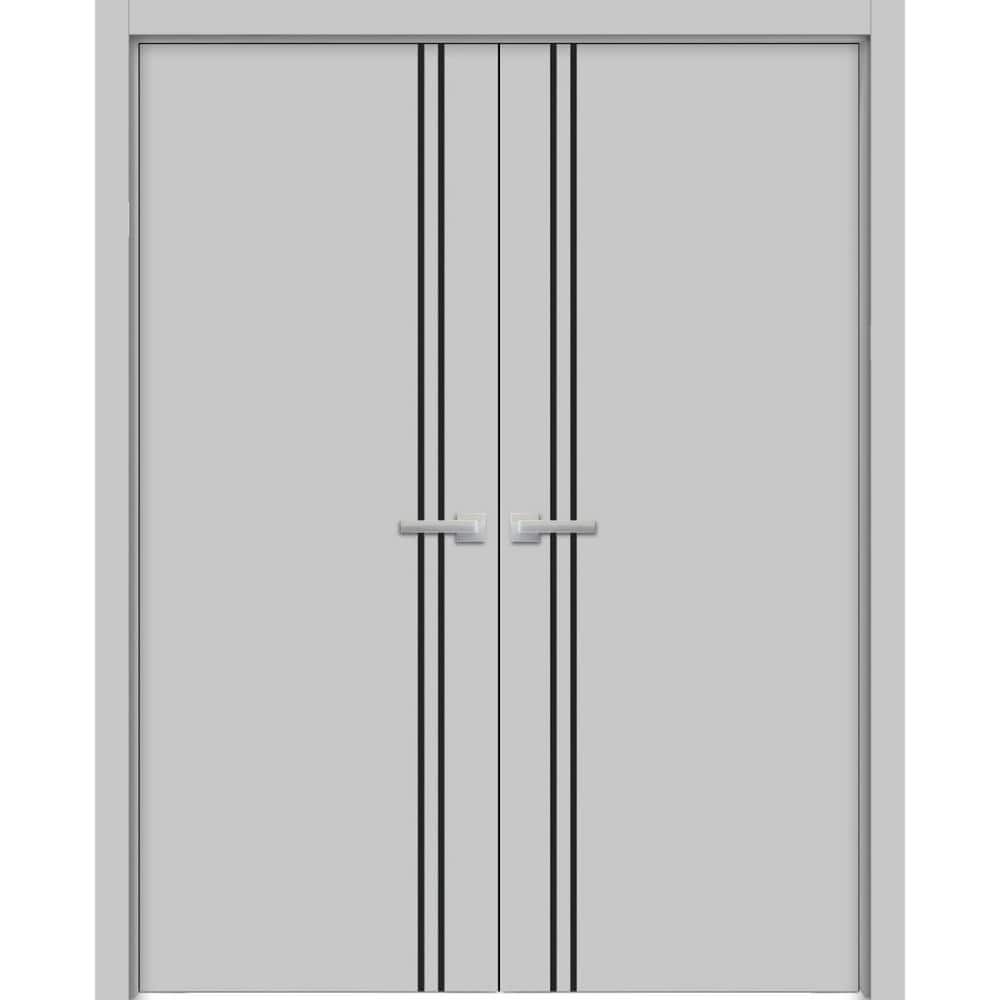 72 in. x 84 in. 2 Panel Matte Grey Finished Solid Wood with Honeycomb Sliding Door with Hardware price history on PriceWatchPro