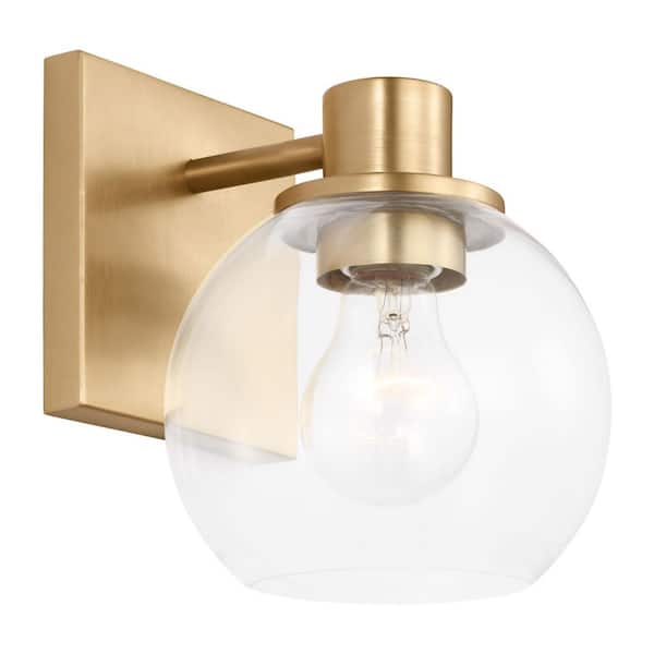 Rito 6 in. W x 7.125 in. H 1-Light Satin Brass Dimmable Wall Sconce with No Bulb Included
