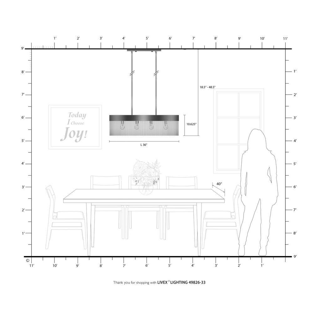 Soft Gold Crystal Rods 4-Light Linear Chandelier