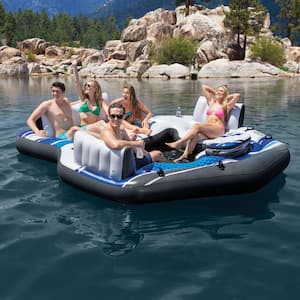 5 Seat Lounging Pool Float and 2 Seat Pool Tube Float with Cooler and Repair Kit