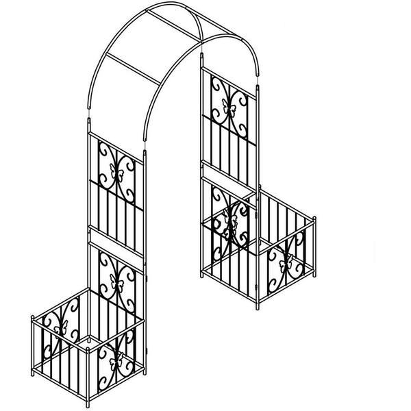 86.6 in. Metal Garden Arch with Gate, Outdoor Garden Arbors