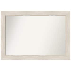 Hardwood Whitewash 41 in. W x 29 in. H Non-Beveled Wood Bathroom Wall Mirror in White