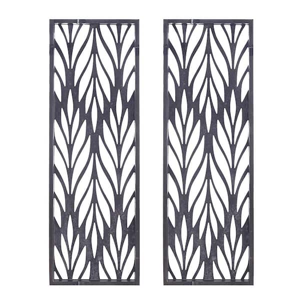 2-Piece Unframed Art Print Grey Laser Cut Wood Panel Wall Decor