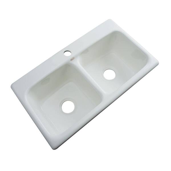 Thermocast Brighton Drop-In Acrylic 33 in. 1-Hole Double Bowl Kitchen Sink in Ice Grey