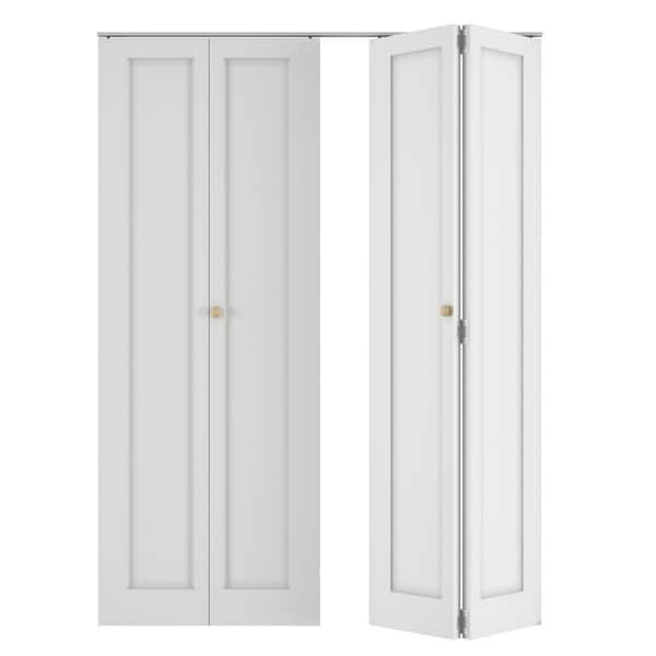 60 in. x 78.4 in. 1-Panel Hollow Core White Primed Molded Composite MDF Closet Bi-fold Door with Hardware Kit