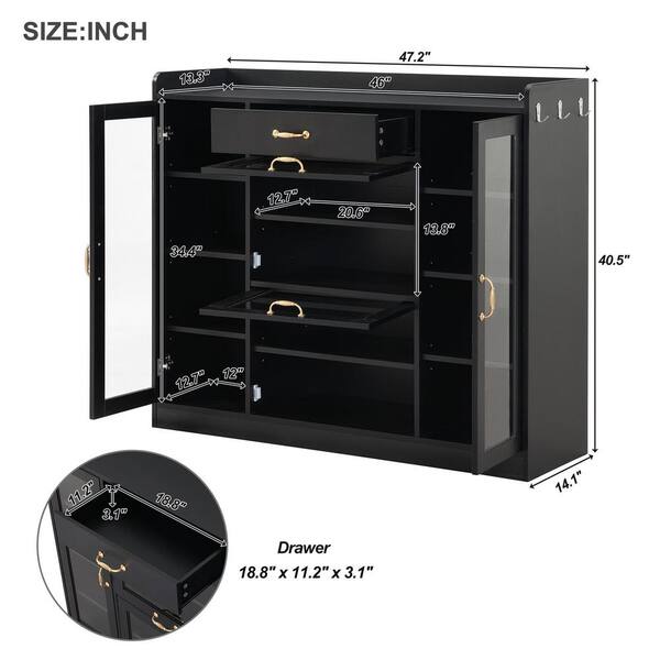 JIMSMAISON The 4-door cabinet with special-shape artificial rattan door panels, convenient metal handles, and a straight-line frame, is an ideal choice for any room in your home