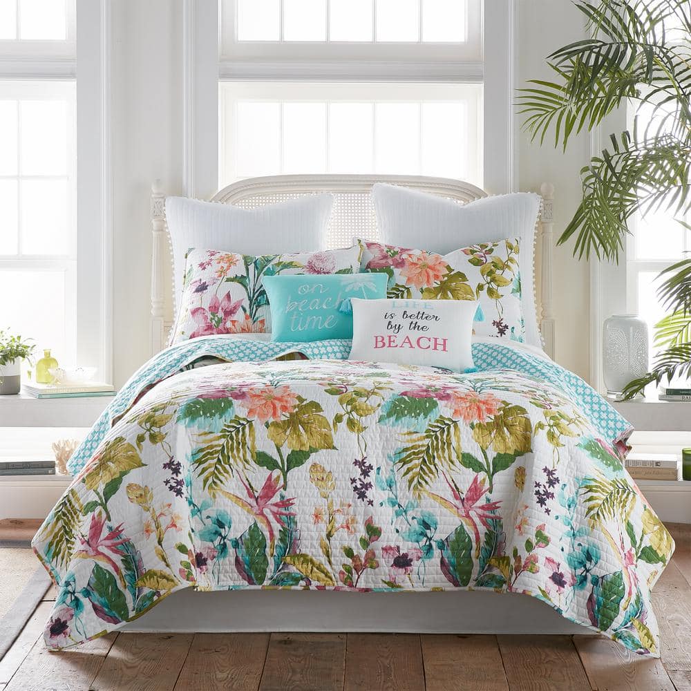 Malana King White Cotton Reversible Quilt Set