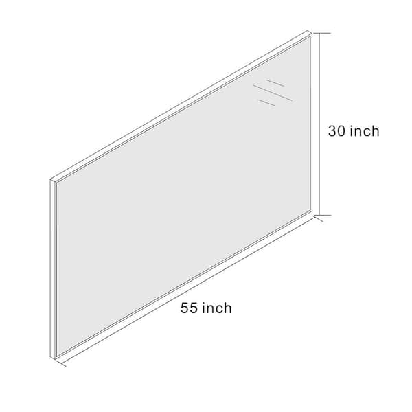 30 in. W x 55 in. H Large Rectangular Right angle Aluminum Alloy Framed Wall Mounted Bathroom Vanity Mirror in Black