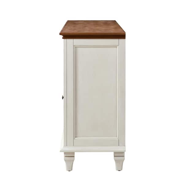 Rick White Wood 58 in. W Sideboard with 3-Drawer Solid Wood Legs