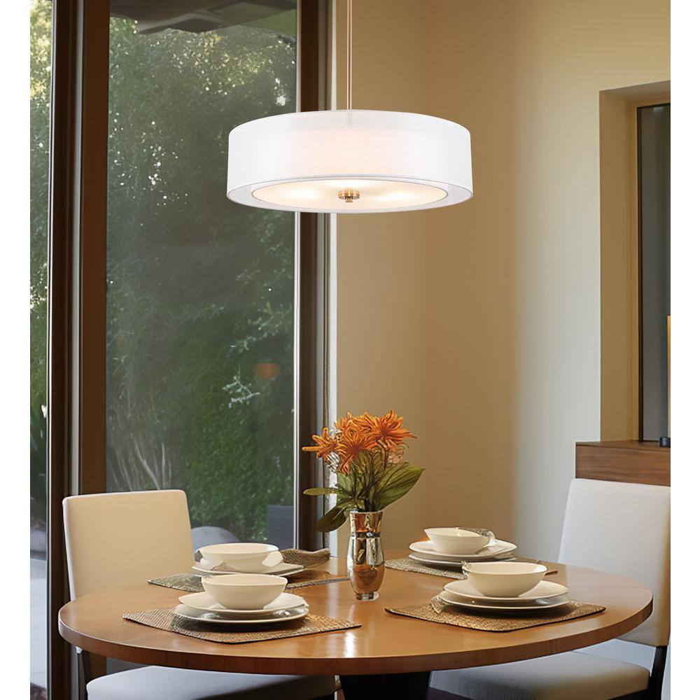 Cool Brass 20" Double Drum Chandelier with Fabric Shade