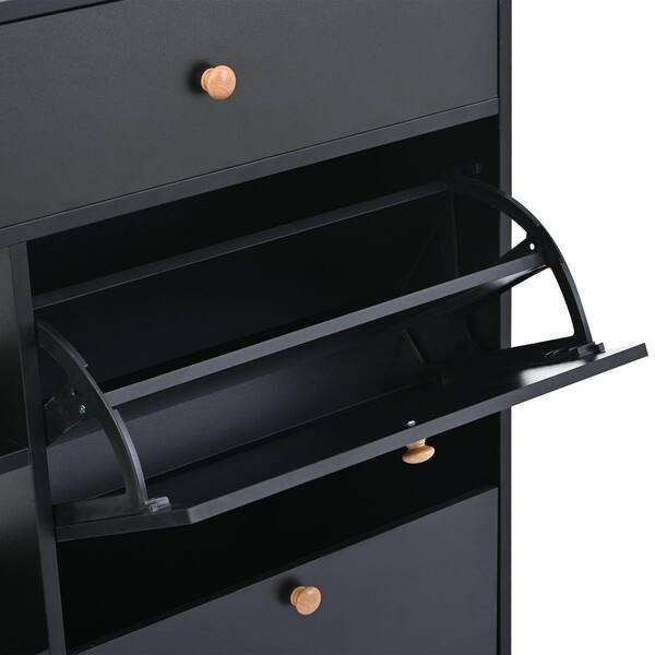 Harper & Bright Designs 42.5 in. H x 50.7 in. W Black Wood