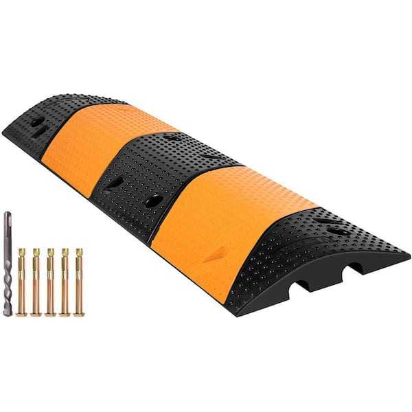 VEVOR Rubber Speed Bump 2 Channel 40.2 in. x 11.8 in. Garage Speed Bump 22000 lbs. Loading for Asphalt Concrete Driveway
