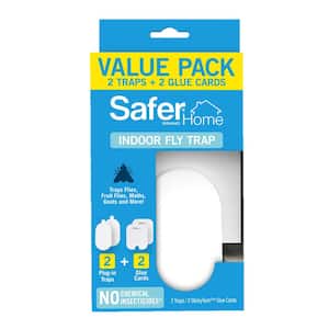 Safer Home Indoor Flying Insect Trap for Fruit Flies, Gnats, Moths, House Flies (2 Plug-In Bases + 2 Refill Glue Cards)