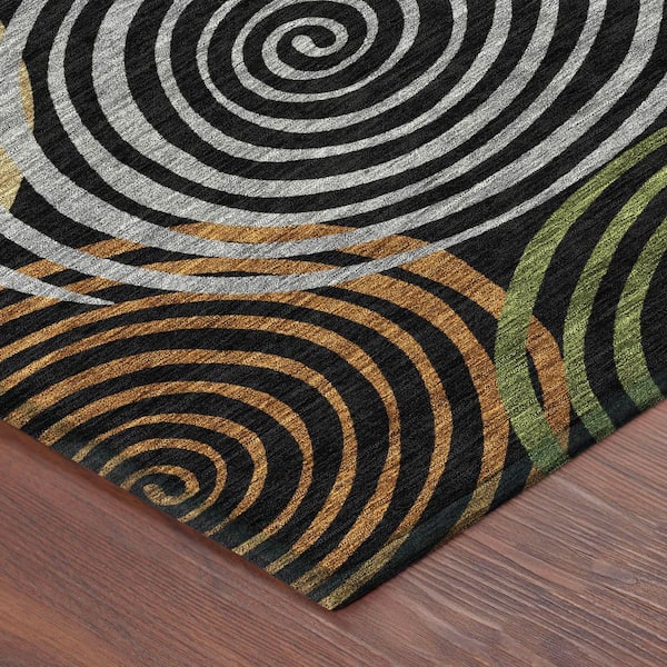 Chantille Machine Washable Indoor/Outdoor Abstract ACN2435 Black 2 ft. x 3 ft. Accent Rug