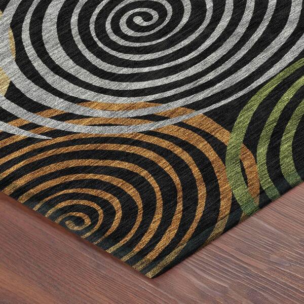 Chantille Machine Washable Indoor/Outdoor Abstract ACN2435 Black 3 ft. x 5 ft. Area Rug