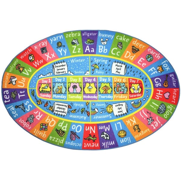 ABC Alphabet, Seasons, Months & Days Educational Learning & Game Oval Area Rug Carpet for Kids and Children