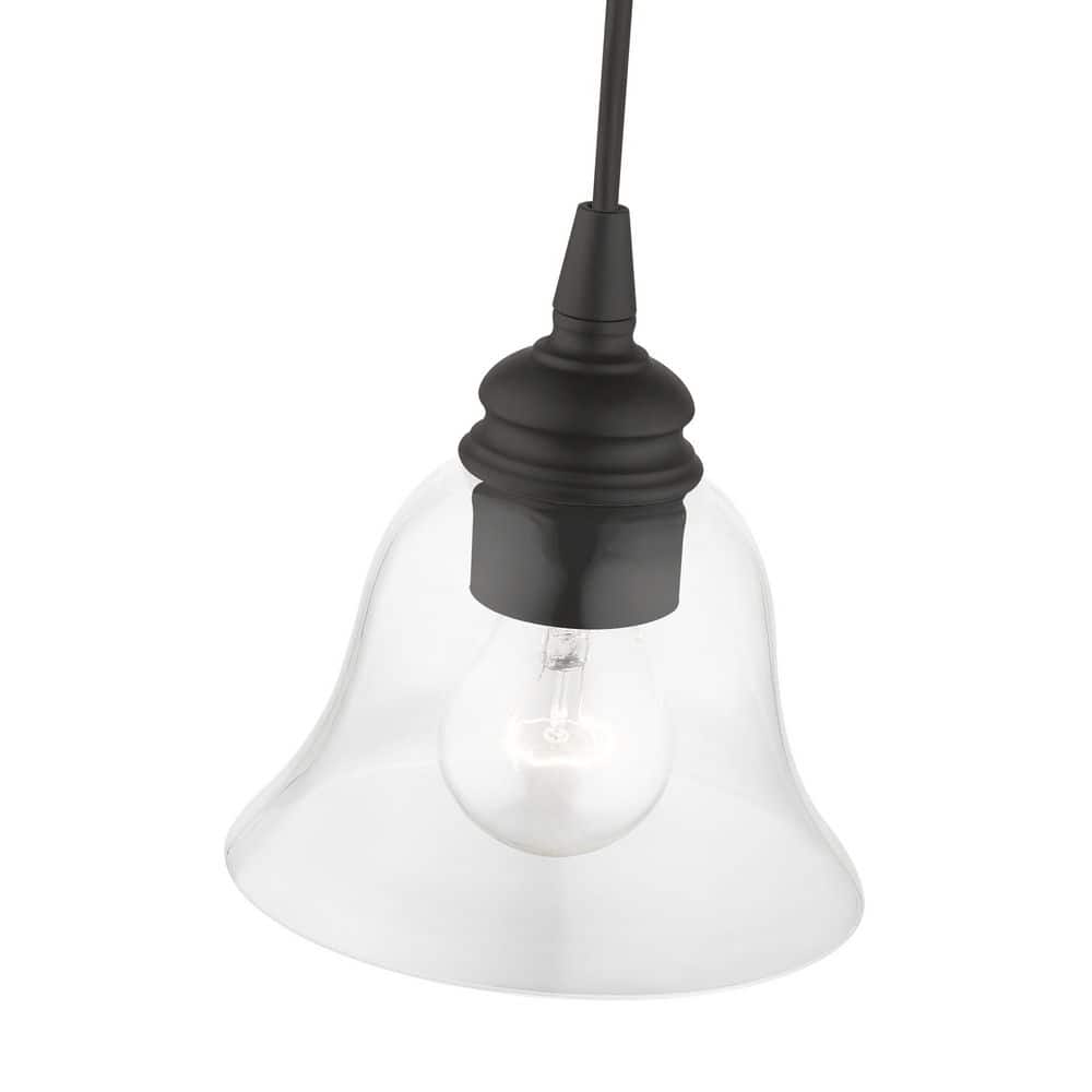 Black Hand-Blown Glass 1-Light Pendant for Indoor/Outdoor Use