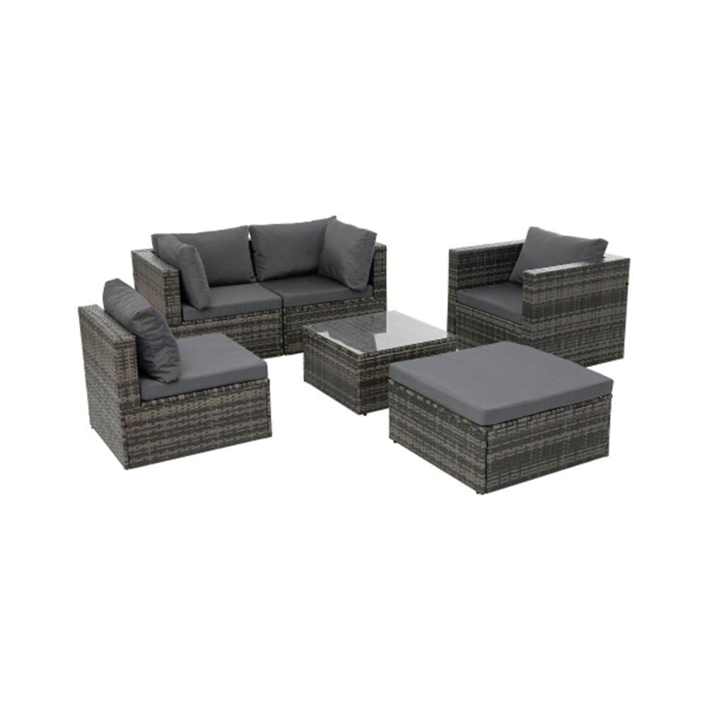 ITOPFOX 6-Pieces Outdoor Patio Dark Gray Seasonal PE Wicker ...