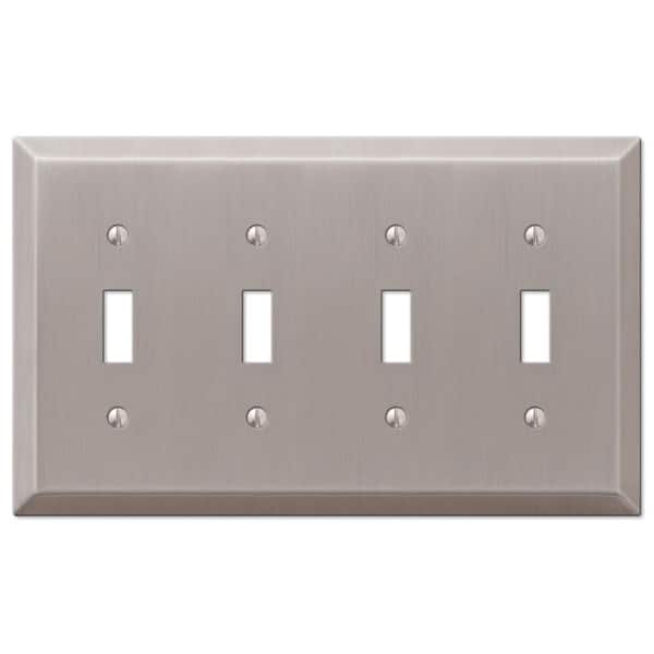 Metallic 4 Gang Toggle Steel Wall Plate - Brushed Nickel