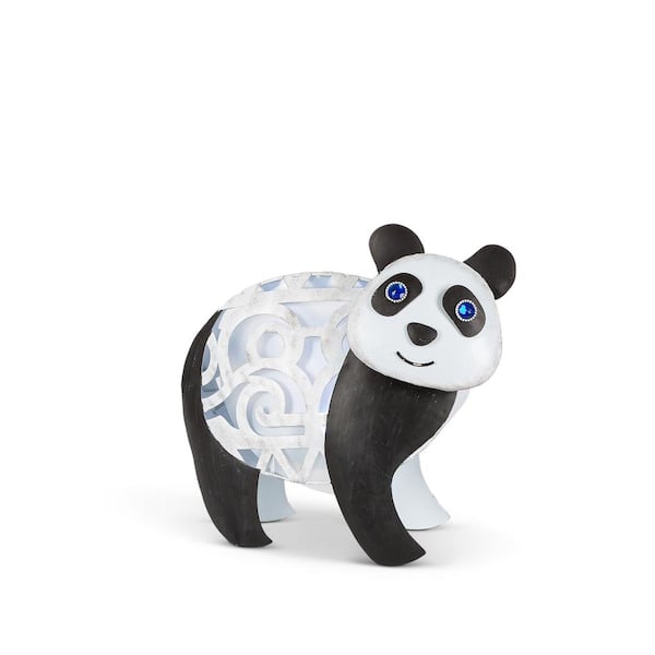 GERSON INTERNATIONAL 12.4 in. H Young Solar Black and White Panda