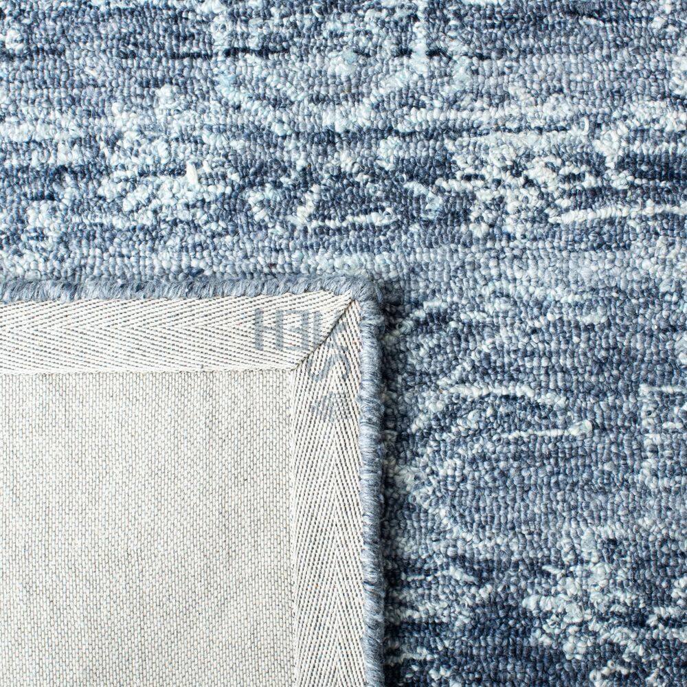 Navy Blue Geometric Hand-Tufted Wool Runner Rug
