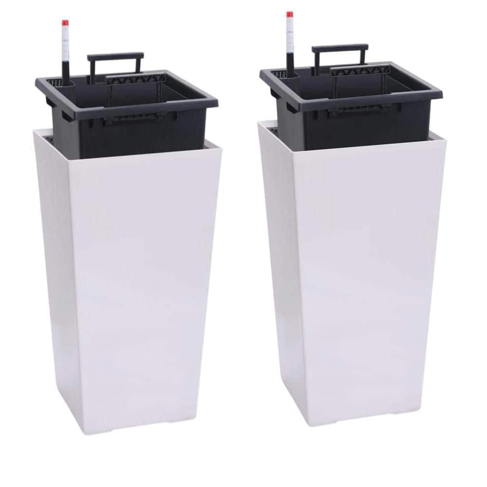 White Plastic Planter with Drainage Holes, Water Level Monitor, Inner Bucket, Automatic Watering, (Set of 2) price history on PriceWatchPro