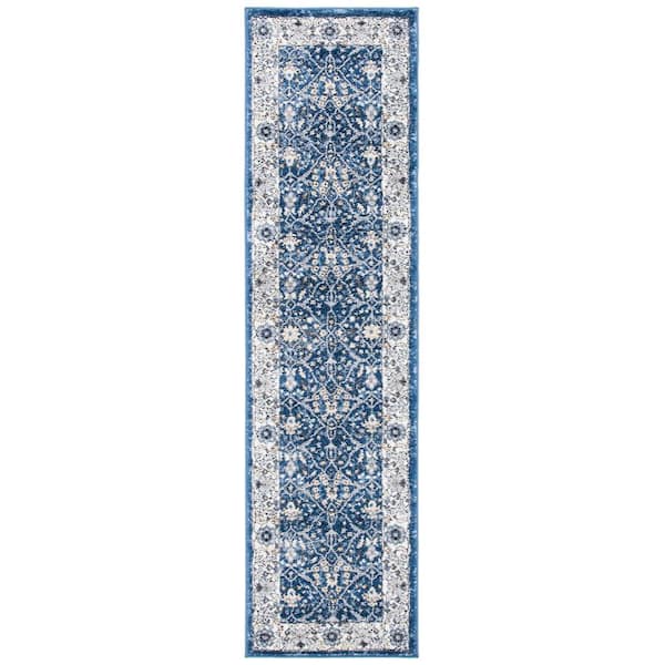 SAFAVIEH Amelia Navy/Ivory 2 ft. x 8 ft. Floral Medallion Runner Rug