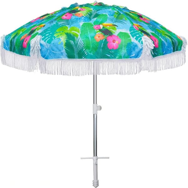 Unbranded 6.5 ft. Steel Tilt Beach Umbrella in Blue and Green