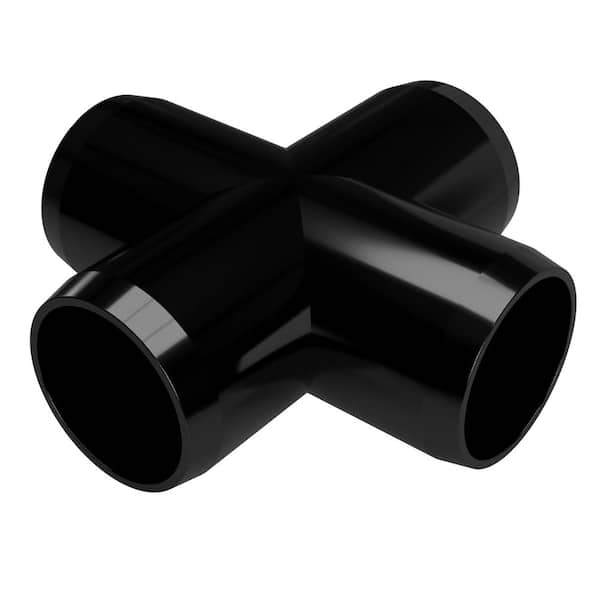 Formufit 1-1/2 in. Furniture Grade PVC Cross in Black (4-Pack)